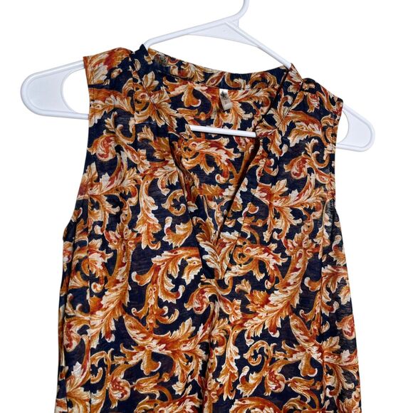 DNA Collective Blouse Women's Medium V-Neck Sleeveless Sheer Tank Top Printed - Picture 2 of 9